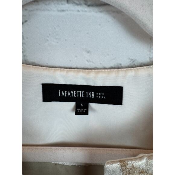 LAFAYETTE 148 NEW YORK beige ivory open front 3/4 sleeve short blazer jacket S - Picture 3 of 7